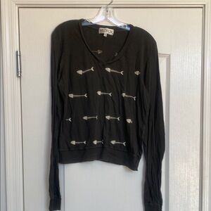 Wildfox gray shirt with fishbone Pattern